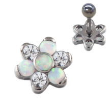 Opale titane zircone fleur oreille Tragus Helix piercing boucles d&#39;oreilles bijoux